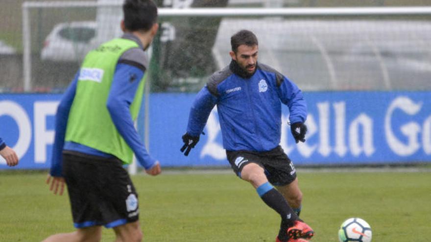 Adrián, en el entrenamiento de este miércoles.