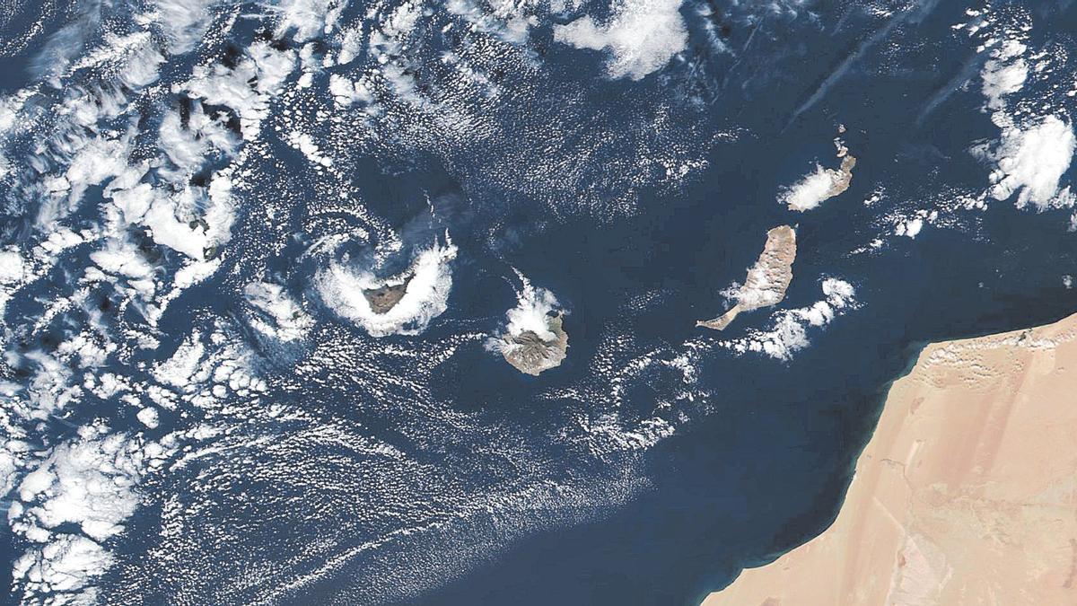 Vista satelital del archipiélago canario.