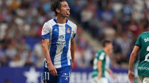 Pere Milla celebrando su gol ante el Racing Ferrol