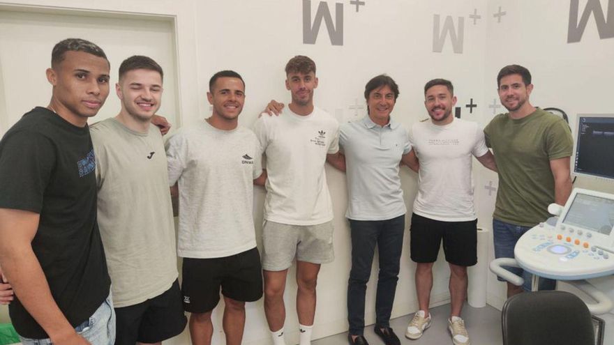 Ligeiro, Henrique, Rivera, Álex García, Paco Martínez, Dener y Bebe. | ELPOZO MURCIA