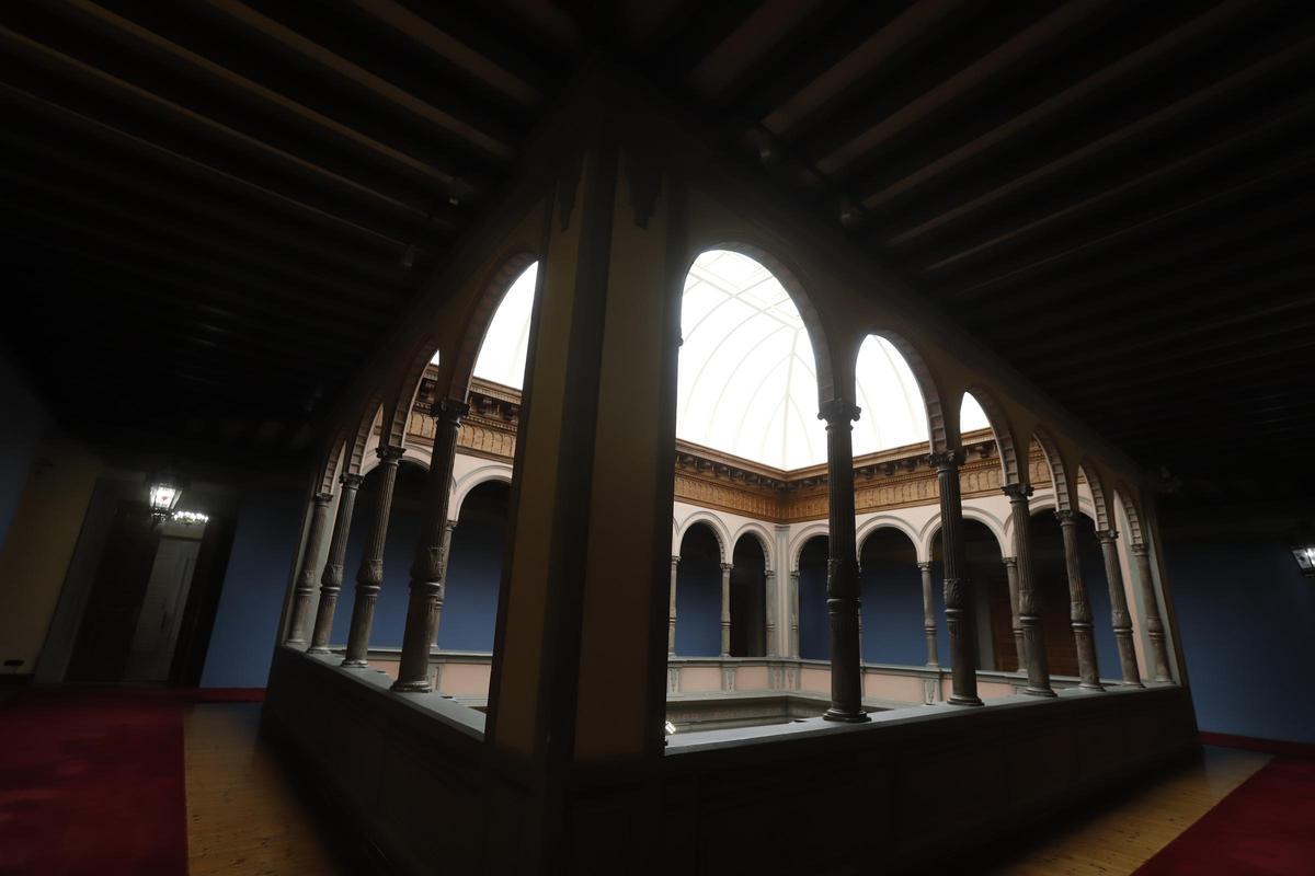 El patio central es un elemento típico de las casas palacio aragonesas.