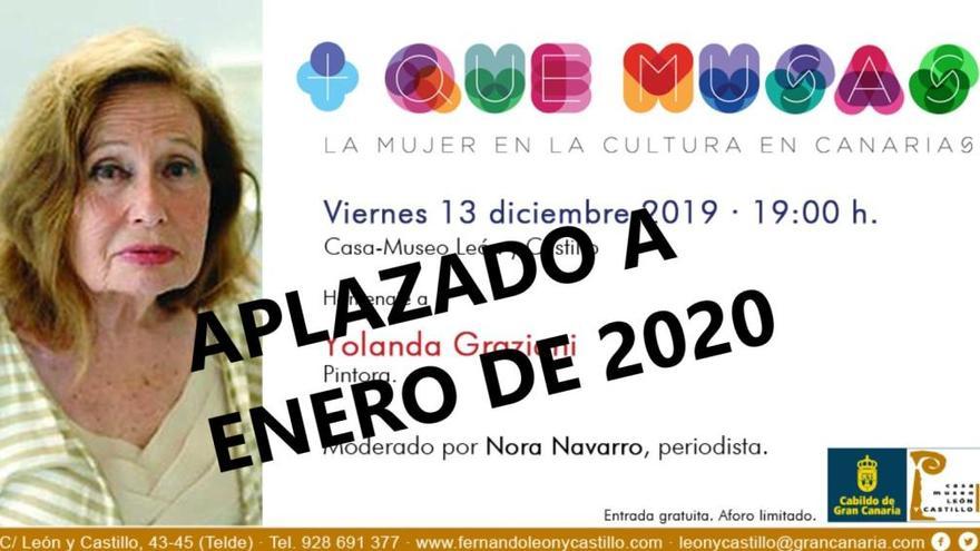 Aplazado el homenaje a la artista Yolanda Graziani en Telde a enero de 2020