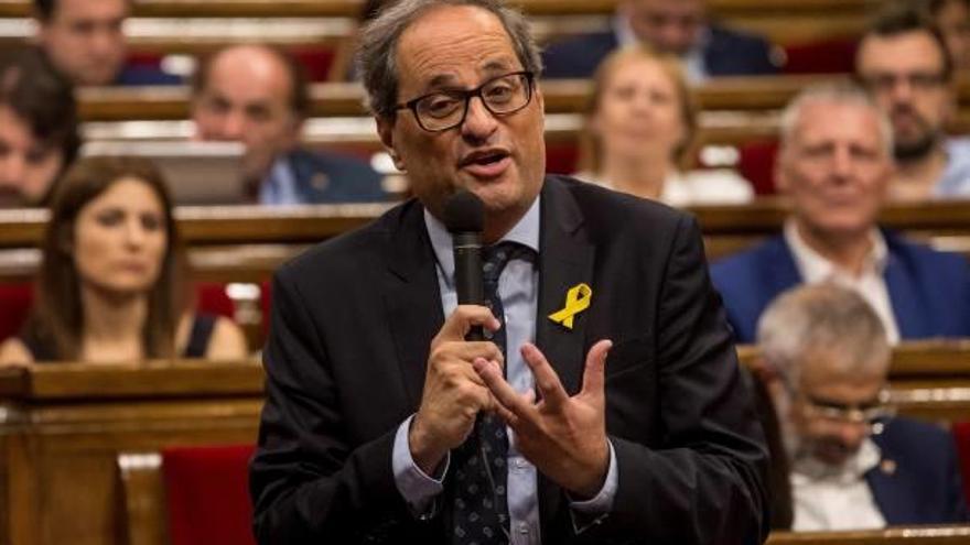 Quim Torra en la sessió de control a l&#039;executiu, ahir a la cambra