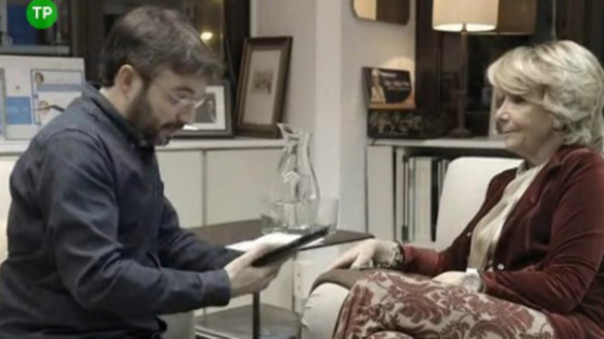 Jordi Évole entrevista a Esperanza Aguirre en su despacho de la calle Génova.