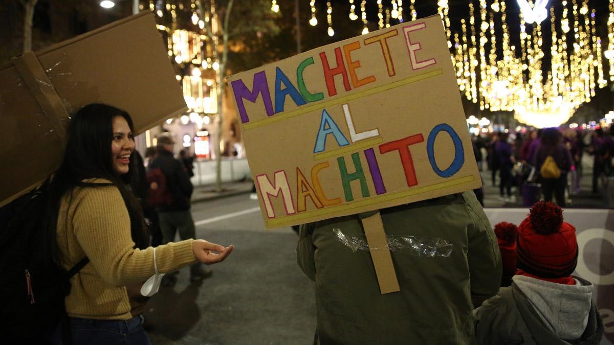 Manifestación contra la violencia de género en Barcelona