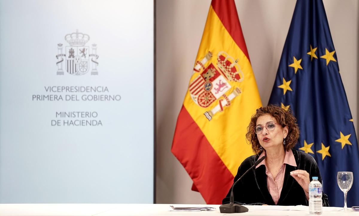 María Jesús Montero, durante la rueda de prensa posterior al Consejo de Política Fiscal y Financiera.