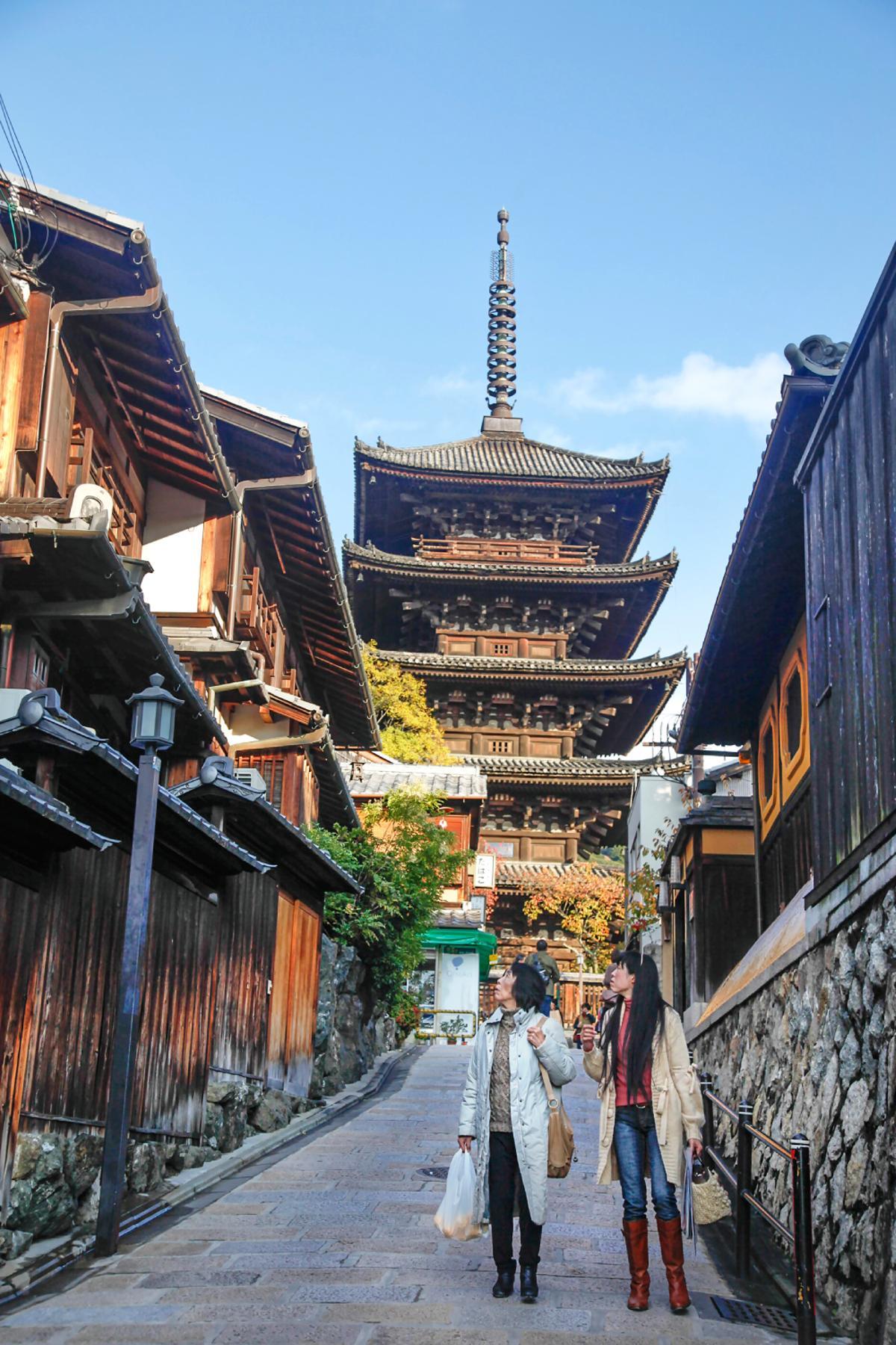 Calle Yasaka-dori con el Templo Hokanji