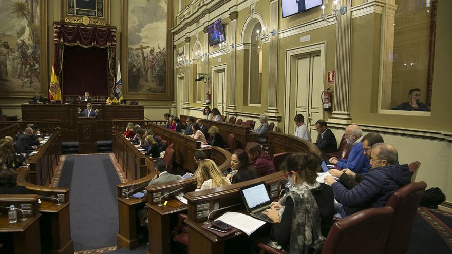 Vista de parte del hemiciclo del Parlamento de Canarias durante un pleno