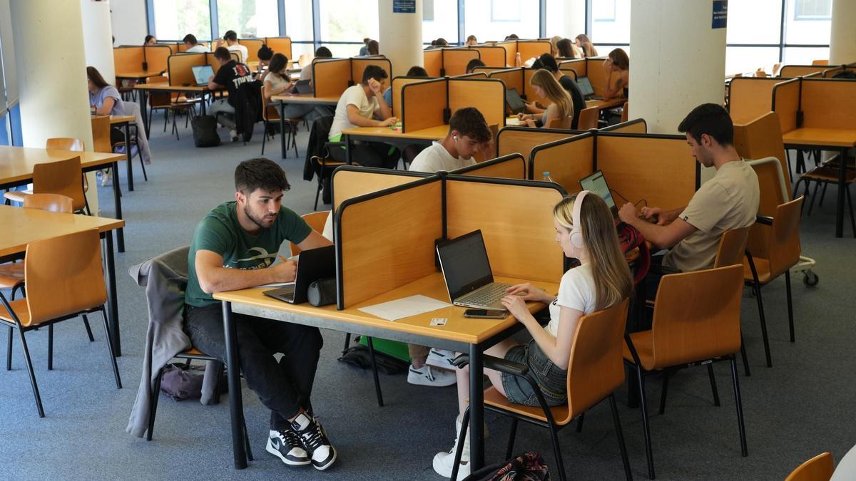 Estudiantes de la Universitat Jaume I de Castellón trabajan en la biblioteca del campus en una imagen de archivo.