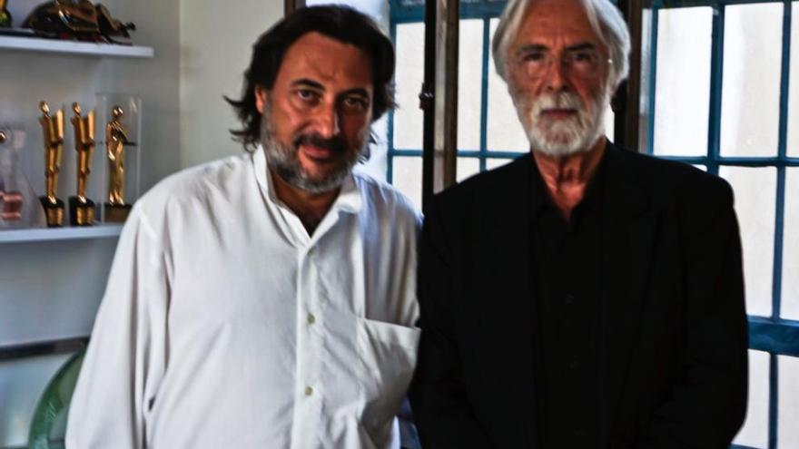 Juan Manuel Chumilla Carbajosa y Michael Haneke, en Viena, donde se rodó parte del documental.