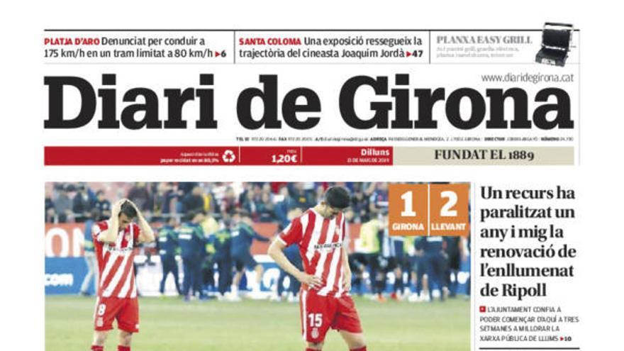 Portadas de la prensa gerundense sobre la derrota del Girona.