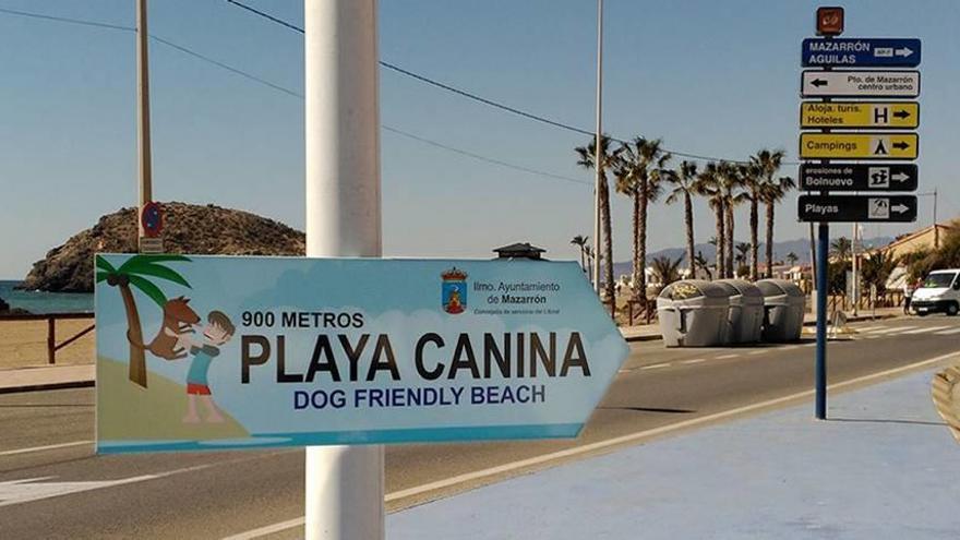 La playa canina de Mazarrón es la primera en recibir una bandera Q de Calidad.