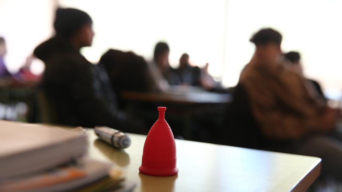 TERRASSA 27/02/2023 Sociedad. Reportaje sobre equidad menstrual. Vamos a un instituto a ver una charla sobre la regla y el uso de copas menstruales. Menstruación en clase . FOTO de ELISENDA PONS