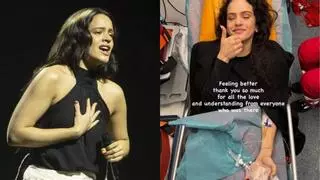 Rosalía reaparece en una camilla tras su intoxicación alimentaria: "Gracias Milán, ya me siento mejor"