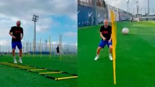 Iniesta se entrena en la Ciutat Esportiva del Barça