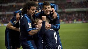 Modric celebra su gol victorioso ante el Granada.