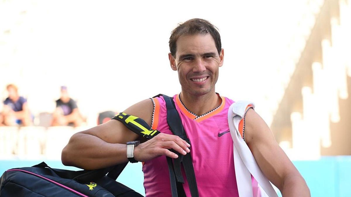 Rafa Nadal al finalizar un entrenamiento en la Rafa Nadal Academy de Kuwait