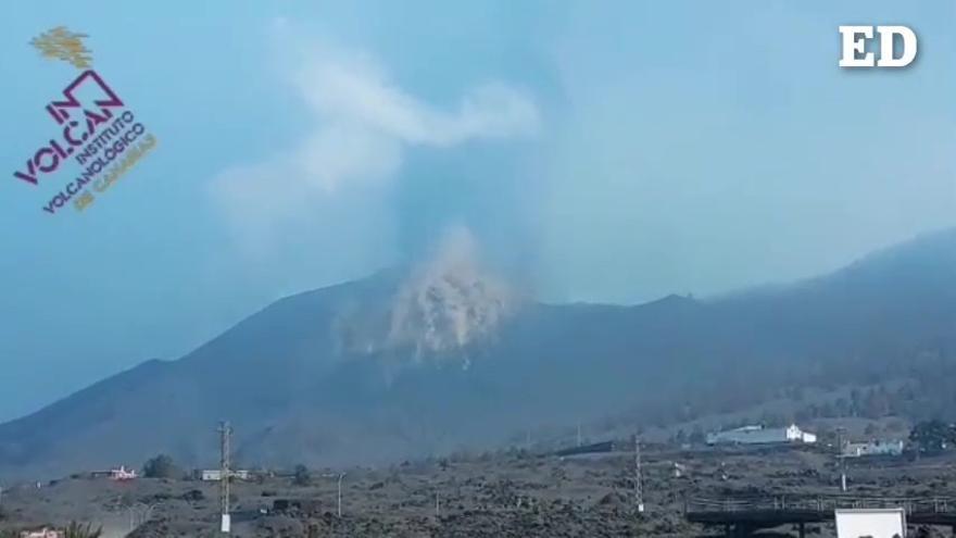 Caída de grandes bombas volcánicas en La Palma