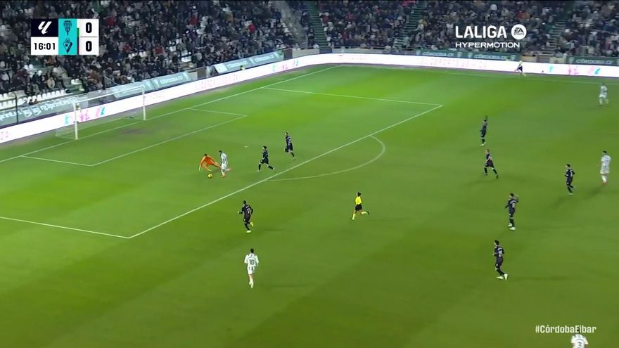 El 1-0 del Córdoba en el Córdoba CF 2 - 1 SD Eibar de la jornada 20 de LaLiga Hypermotion