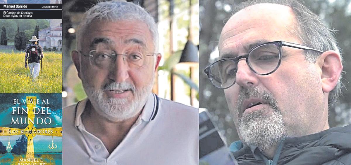 Manuel F. Rodríguez y Manuel Garrido. A la izquierda, portada de sus libros