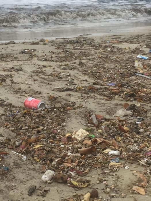 La playa del Tiro de Pichón también ha sufrido las consecuencias de las lluvias