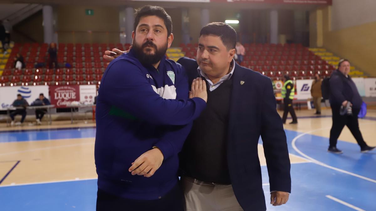 Josan y García Román, en Vista Alegre, tras la eliminación en Copa ante el Noia.