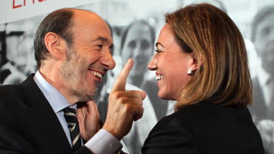 Rubalcaba y Chacón, en un acto electoral.