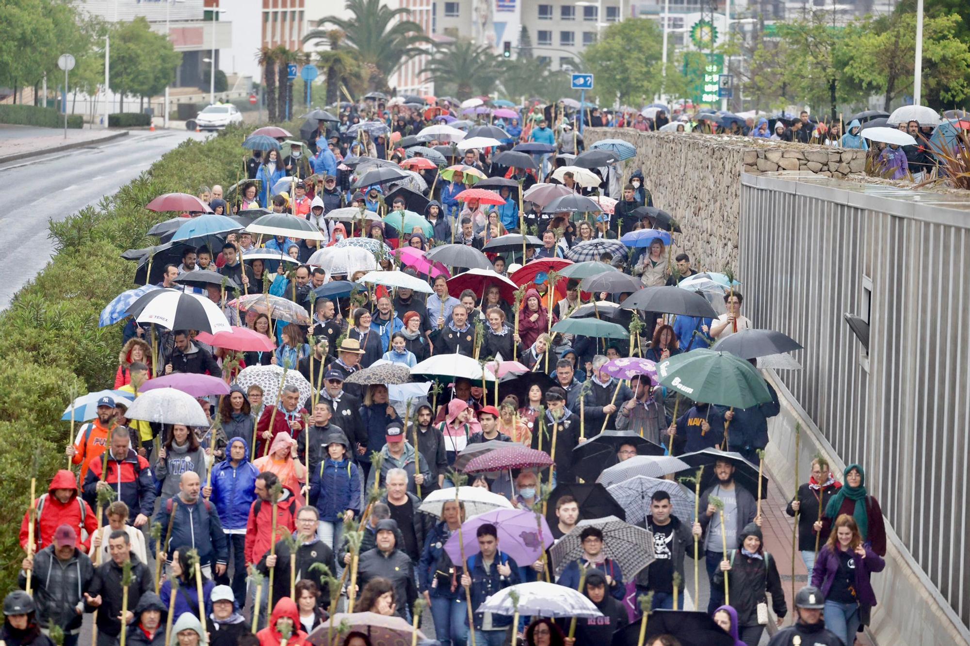 Miles de alicantinos acompañan a la Santa Faz en su peregrinación pese a la lluvia