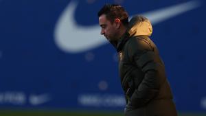 Xavi, durante el entrenamiento