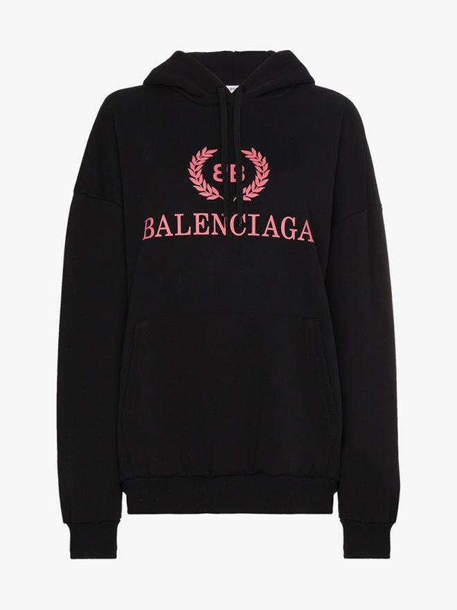 Sudadera negra con el logo de Balenciaga en rojo