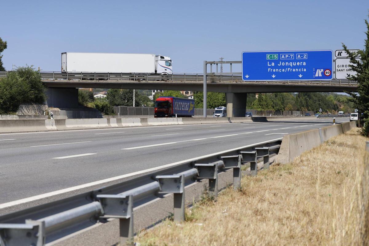 La passera que connecta Girona amb Sant Gregori vista des de baix.