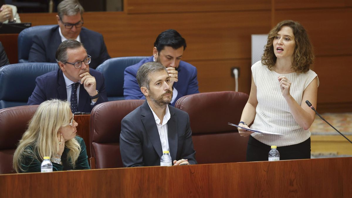 Isabel Díaz Ayuso durante la sesión de control en la Asamblea de Madrid.