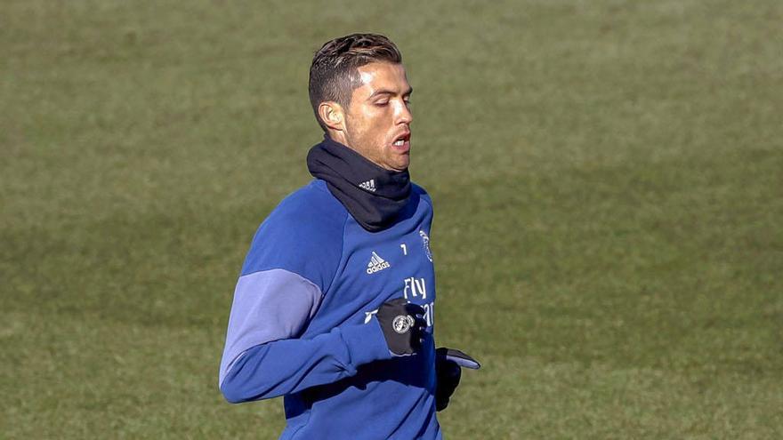 Cristiano Ronaldo, entrenando.
