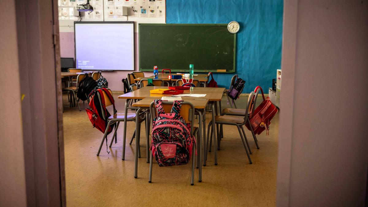 Aula de una escuela de L'Hospitalet de Llobregat, el primer día de curso.