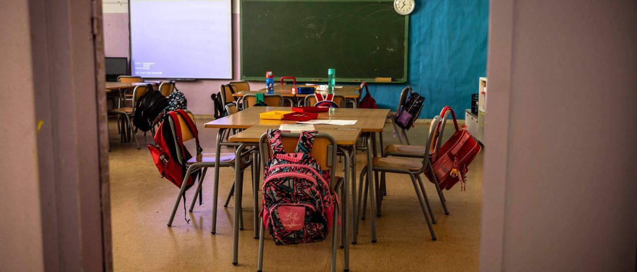 Aula de una escuela de L'Hospitalet de Llobregat, el primer día de curso.