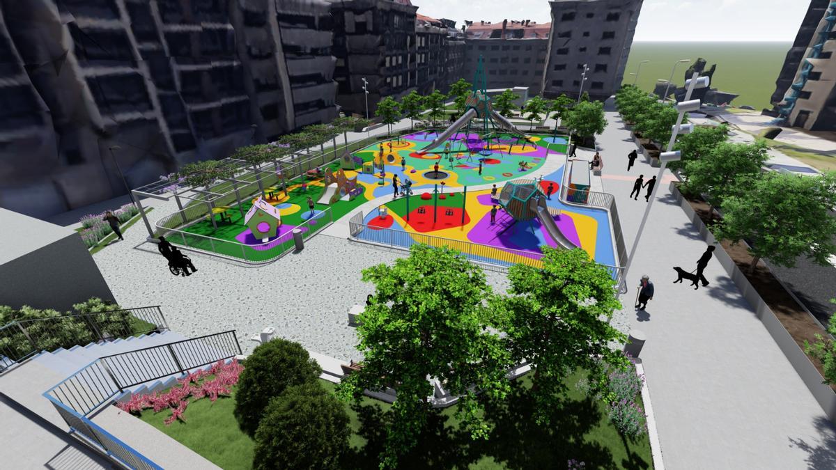 Otra infografía dela futura plaza Carlos Casares, en Pintor Colmeiro.