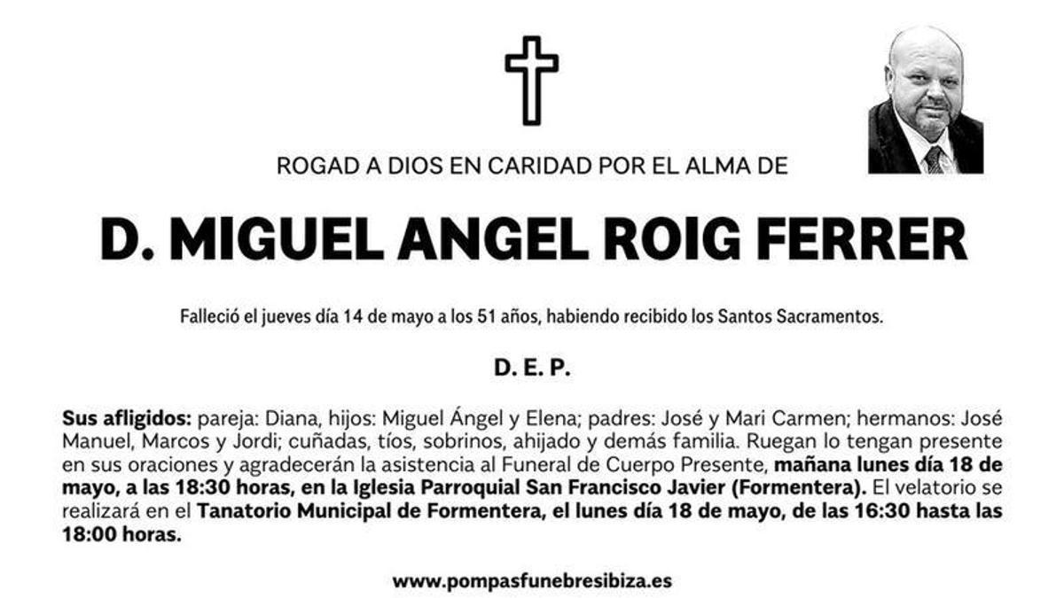 Esquela Miguel Angel Roig Ferrer