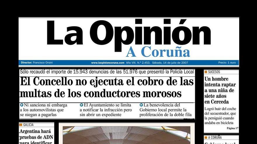 Portada de LA OPINIÓN el 14 de julio de 2007.