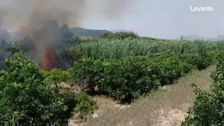 Un incendio en el barranco de Beniteixir pone en alerta a Piles, Palmera y l'Alqueria de la Comtessa