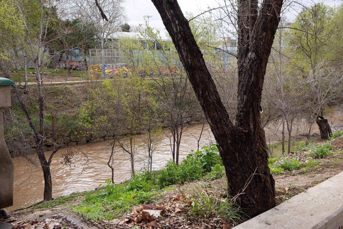 En imágenes I El río Huerva, a su paso por Zaragoza tras las últimas lluvias