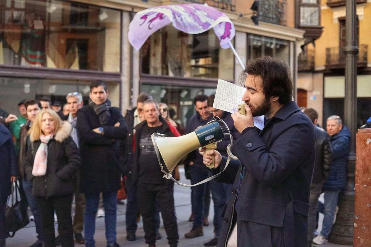 Alberto Zamorano en la protesta en Zamora contra el proyecto de extracción de agua del acuífero de Villafáfila