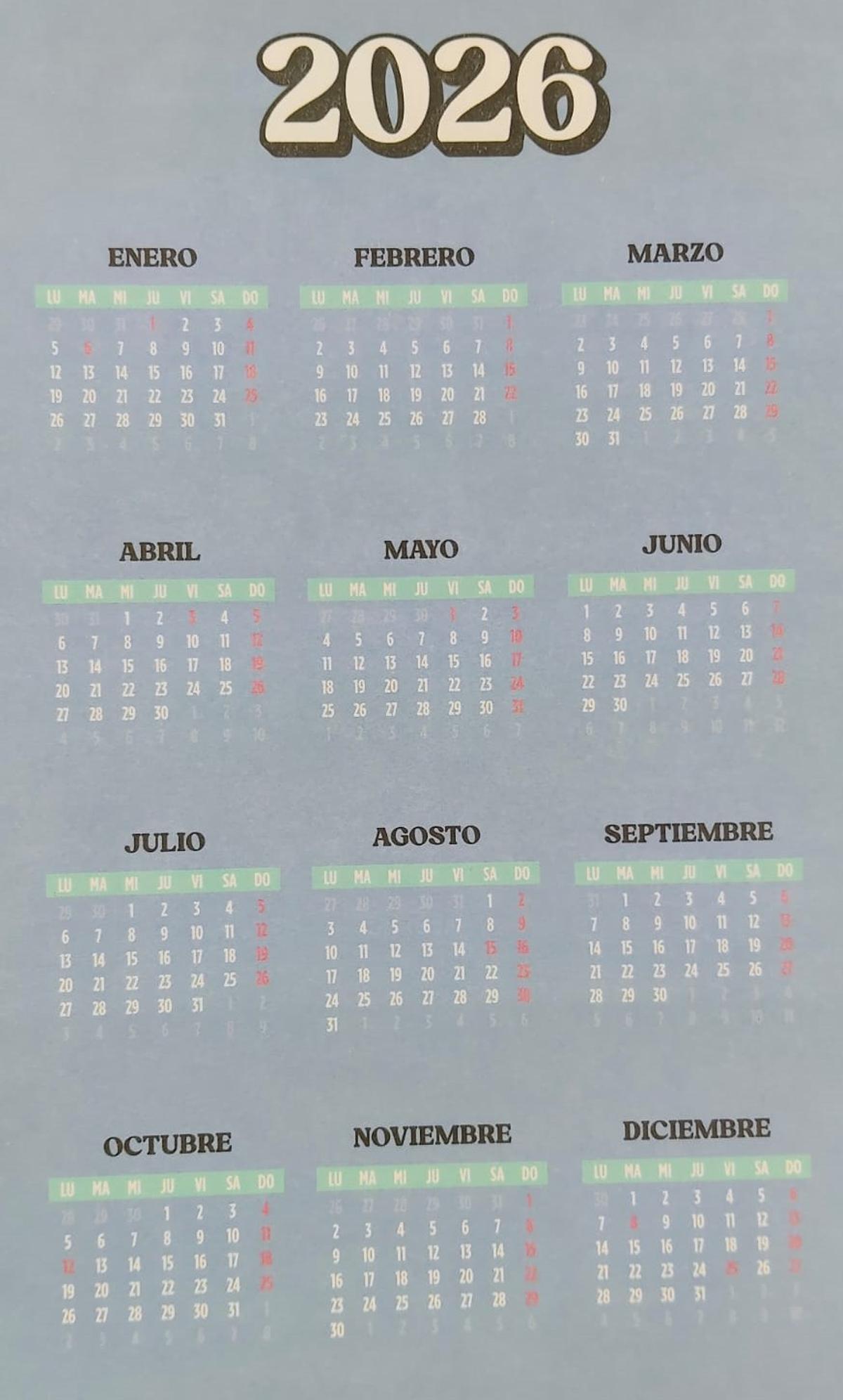 Calendario de 2026