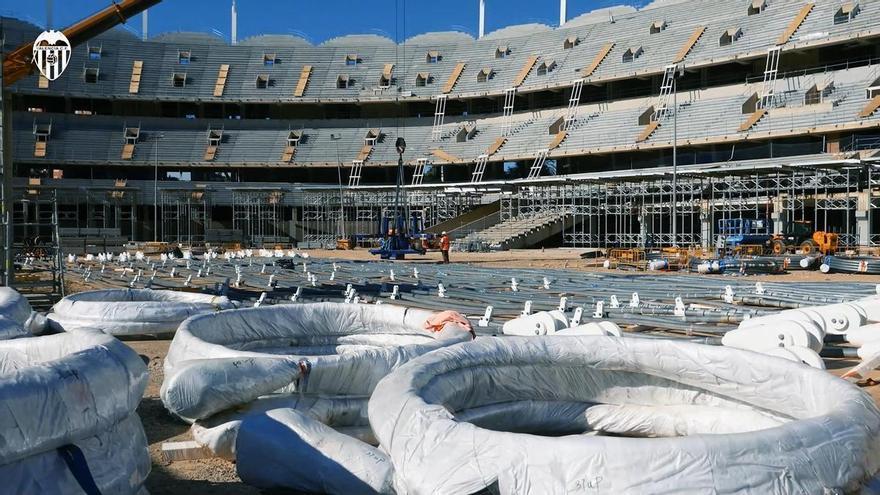 Así avanzan las obras en el Nou Mestalla: Últimos retocar antes de levantar la gran cubierta