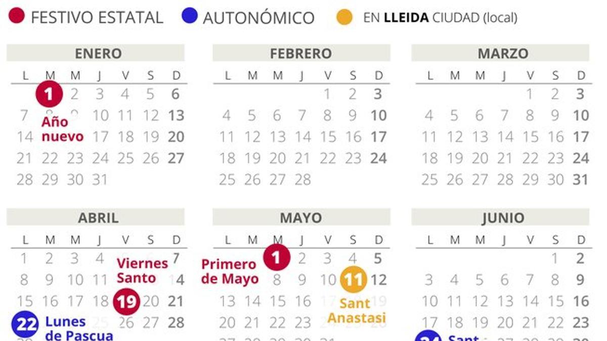 Calendario laboral Lleida 2019