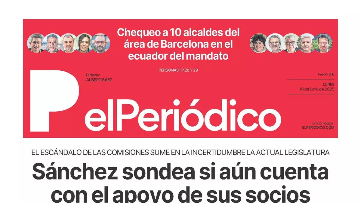 La portada de EL PERIÓDICO del 16 de junio de 2025
