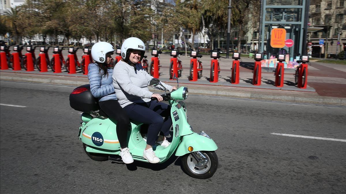 Una moto compartida, en Barcelona.