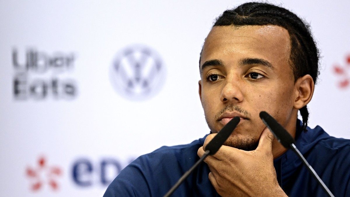 Jules Koundé, en la rueda de prensa previa al partido ante Túnez