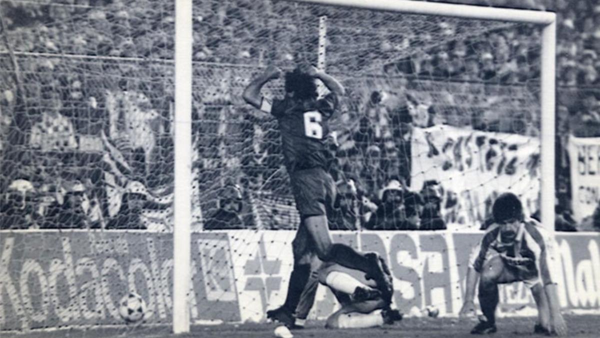 Con la pelota todavía entrando, el capitán Alexanko celebra eufórico el gol