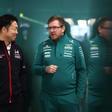 Shintaro Orihara, ingeniero jefe de Honda, en el box de Aston Martin