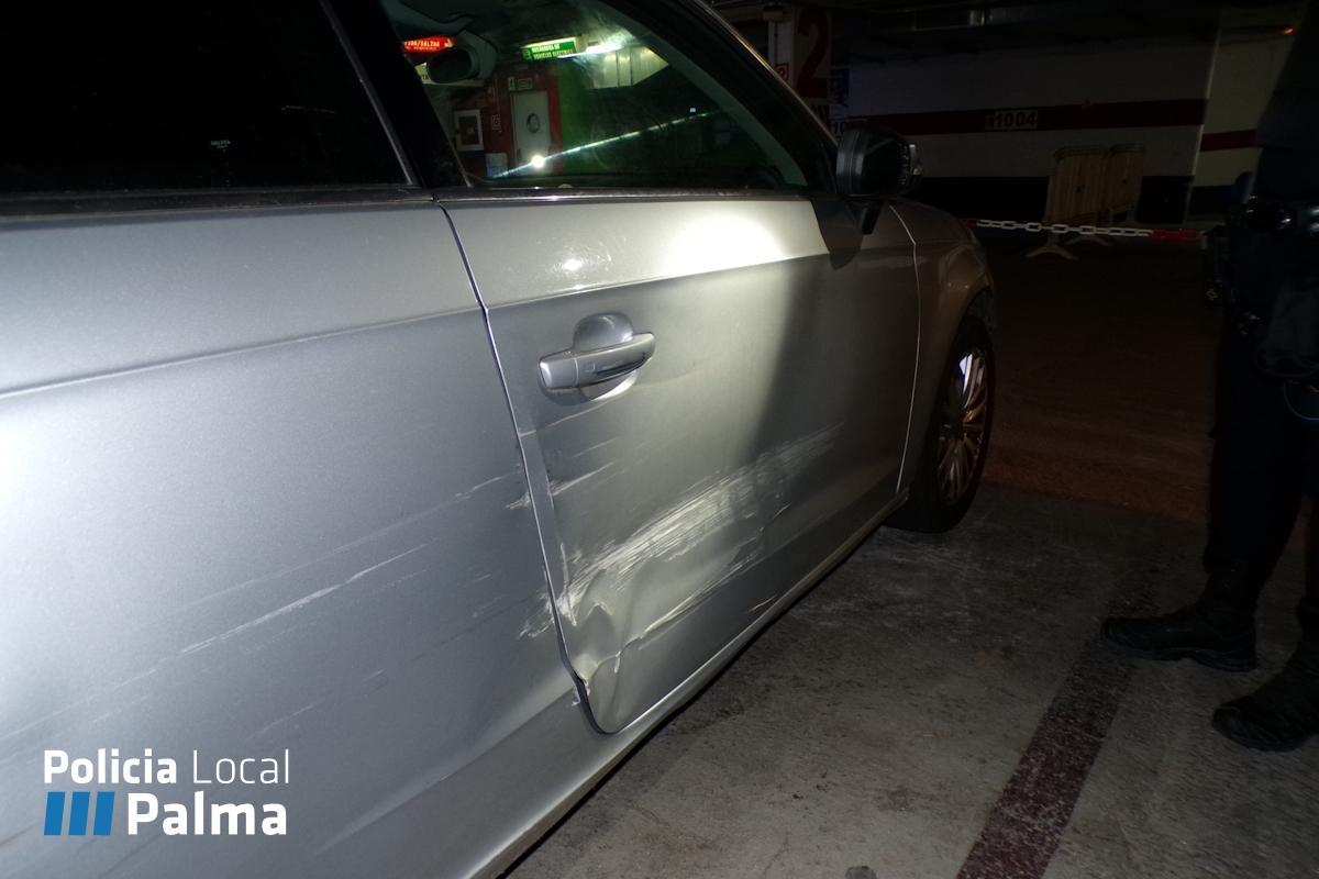 Señales del impacto en el vehículo.